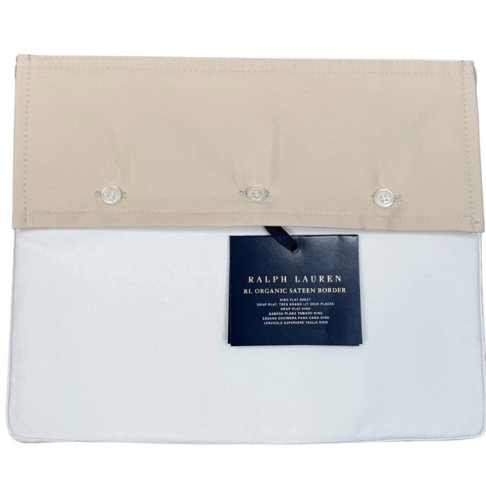 NWT Ralph Lauren Organic Sateen KING Flat Sheet Coastal San New